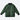 A dark green diamond-quilted jacket with a black collar, zipper, and cuffs, displayed flat against a light gray background.