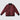 A quilted bomber jacket in burgundy with black ribbed trim on the collar, cuffs, and hem, featuring a front zipper and two front patch pockets, shown against a light gray background.