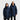 A male and a female model wearing navy blue raincoats on a white background