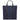 A large minimalist tote bag in navy nylon material, with a black strap that runs the height of the bag