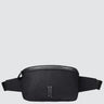 Sherpa fanny pack made with black ballistic nylon against a white background