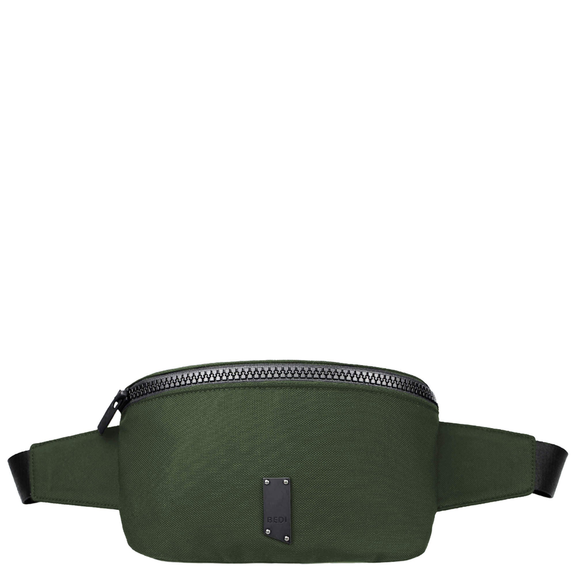 Sherpa fanny pack made with green econyl against a white background
